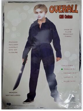 Kids Jason Halloween Black Overall Halloween Costume Jumpsuit